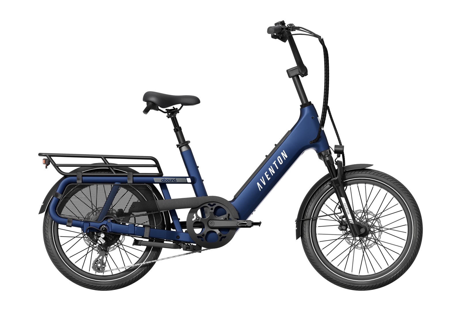 Aventon Abound SR compact cargo electric bike in Cobalt Blue