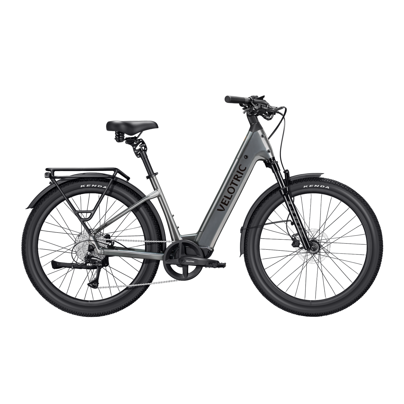 Velotric Discover 3 step-through commuter electric bike in Stone Gray